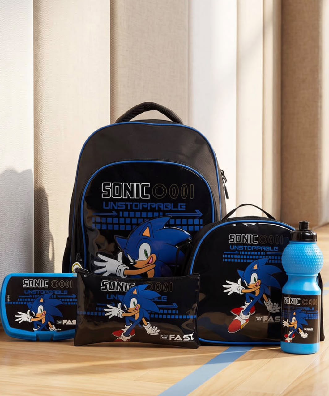 Sonic the Hedgehog 'Unstoppable' 5-Piece School Backpack Set